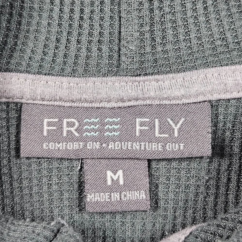 Free Fly Bamboo Lightweight Hoodie Mens Medium Green Waffle Kit Henley Fishing - Picture 3 of 9